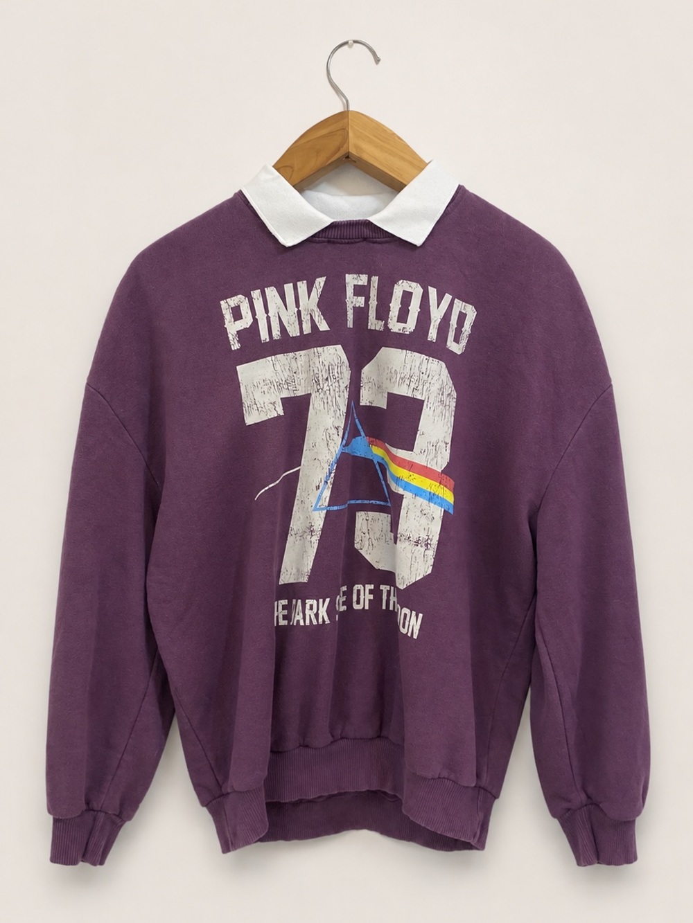 goodie two sleeves '73 Pink Floyd Collared Pullover Sweatshirt Purple Size Large